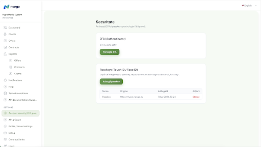 Nango — security settings
